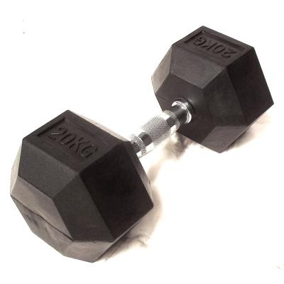 China Universal Gym Equipment Dumbbell Fixed Hex 5-50LB Rubber Dumbbell for sale