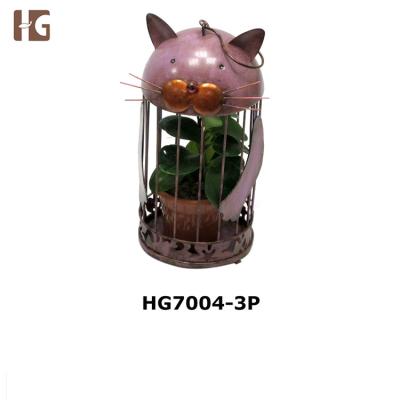 China Best Selling Durable Good Quality Christmas Decorations Metal Cat Shaped Cage for sale