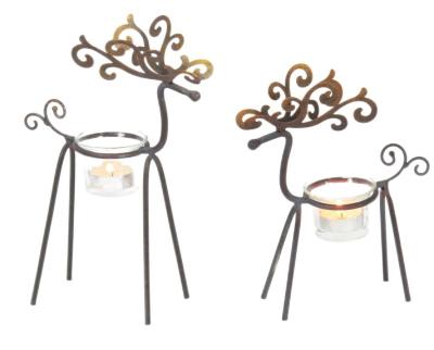 China Wholesale Minimalist Table Gold Deer Candle Holders Christmas Iron Metal Deer Candle Holder for sale