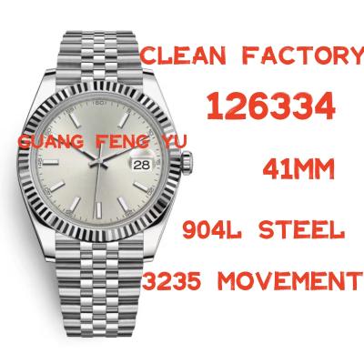 China Automatic Mechanical Watch 41mm Auto Date 126334 Best Factory Clean 1:1 Edition 904L Steel Silver Dial On Jubilee Strap VR3235 for sale