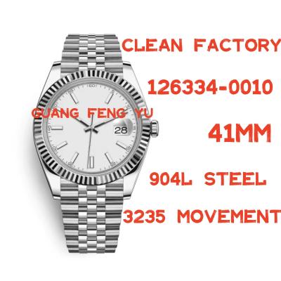 China Automatic Mechanical Watch 41mm Auto Date 126334 Best Factory Clean 1:1 Edition 904L Steel White Dial On Jubilee Strap VR3235 for sale