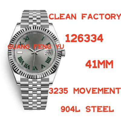 China Factory Clean 1:1 Edition 904L Steel Gray Dial Green Roman Markers Automatic Date 41MM Automatic Watch 126334 On Jubilee Bracel for sale