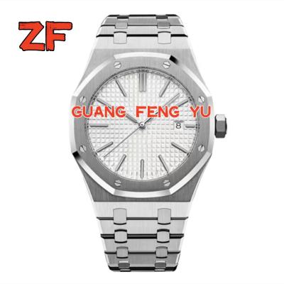 China 1:1 SS ZF Best Edition 1:1 White Textured Dial Auto Mechanical Watch 41mm Auto Date 15400 On SS Super Strap V2 SA3120 Clone for sale