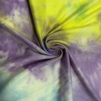 China Breathable soft knit jersey dty brush knitting fabric poly brush knit fabric tie dye knit fabric for sale