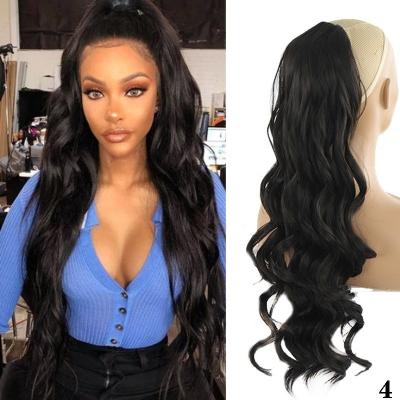 China Pony Tail Hair Ponytail Hair Extensions For Black Women Brown Sturdy Heat Resistant Dark Drawstring Ponytail Hair Extensions 24 Inch Body Wave for sale