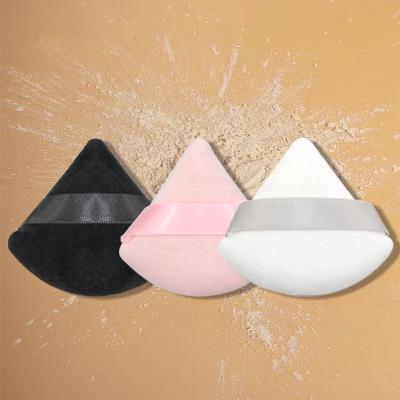 China Soft Makeup Shorts Velvet Sliver Powder Puff Triangle Sponge Puffs For Makeup for sale