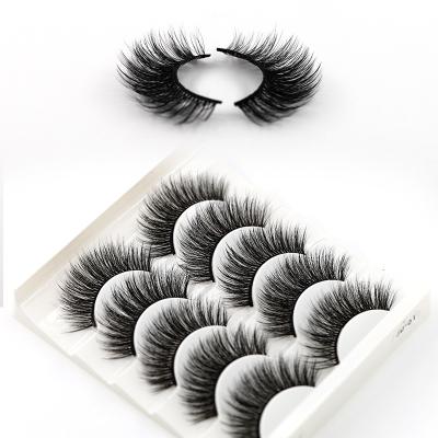 China Natural Dramatic 3D Long False Eyelashes 5 in1 Strip Full Lashes Wholesale Seller 5 Pairs Private Label OEM for sale