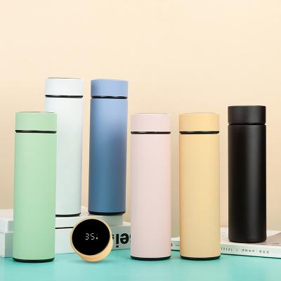 China 500ml LED Temperature Display Stainless Steel Touch Viable Insulated Leakproof Thermo Water Bottle for sale