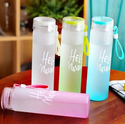 China Wholesale Custom Colorful Portable Clear Frosted Glass Water Bottle Stocked For Drink Women for sale