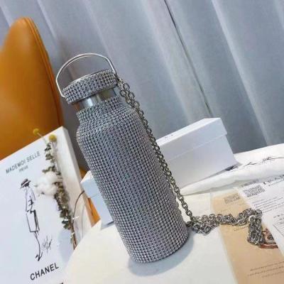 China Viable Creative Gift Customized Women's Bottle Mug 304 Stainless Steel High Value Diamond Inlaid Water Mug for sale