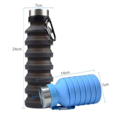 China Customized Sustainable Logo BPA Free Silicone Plastic Collapsible Sports Drinking Collapsible Water Bottle for sale