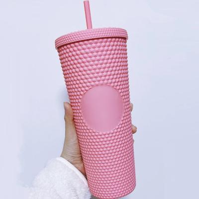 China New 2021 Sustainable Durian 710ml Lean Studded Tumbler Cups With Lid Straw for sale