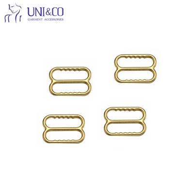 China Nickel Free Underwear Accessories 12MM Gold Water Proof Bra Strap Adjuster Slider for sale