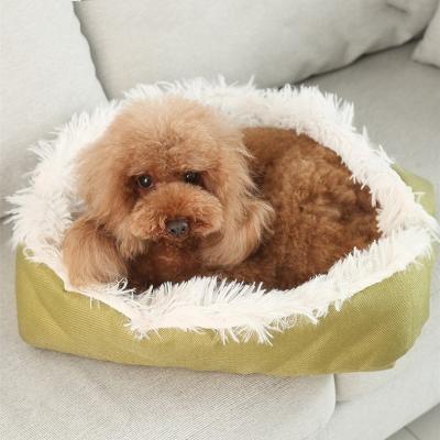 China Stocked 2 in 1 Premium Waterproof Dog and Cat PP Cotton Plush Pet Sofa Nest Dog and Cat Bed for sale