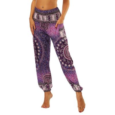 China Anti-Wrinkle Women's Flowy Boho Pants Loose Casual Bohemian Hippie Lounge Joggers Palazzo Harem Yoga Elephant Cozy Pajamas for sale