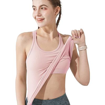 China QUICK DRY Workout Tank Top For Women With Built In Running Bra Light Weight Sporty Yoga Racerback for sale