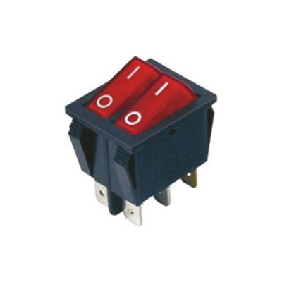 China KCD-604DA1 illuminated and non-illuminated 6 pin double rocker switch KCD-604DA1 for sale