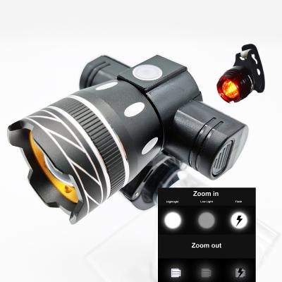 China Factory power front T6 aluminum head and tai led bicyclelights IP65 1200mah waterproof bike light led 8.5*7.5 front for sale