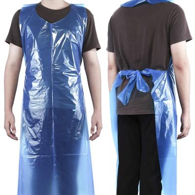 China Wholesale White Blue Plastic PE Apron Kitchen Cleaning Household Cleaning LDPE Disposable Apron for sale