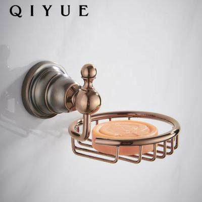 China New Designs Durable Wall Mounted Rose Gold Bathroom Metal Round Soap Holder, High Quality Soap Dish For Bathtub for sale