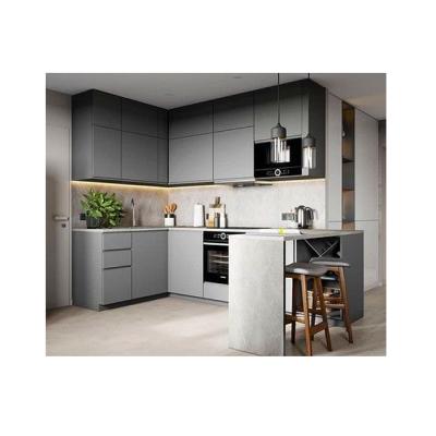 China Environmental Friendly China Made Gray Corner Kitchen Cabinet Set With Led Light Sale for sale