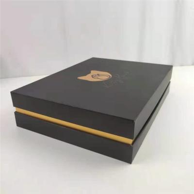 China Recyclable High End Luxury Embossed Gold Foil Stamping Custom Logo Packaging Boxes Logo Apparel for sale