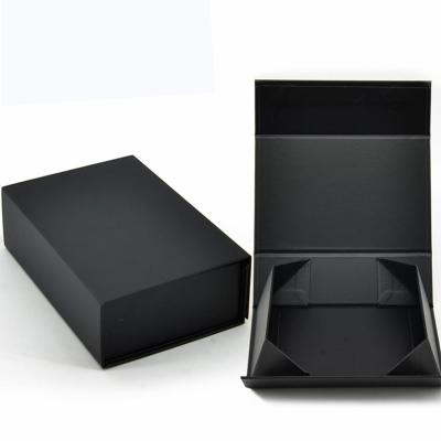 China Recyclable Luxury Custom Packaging Black Foldable Paper Box With Ribbon for sale