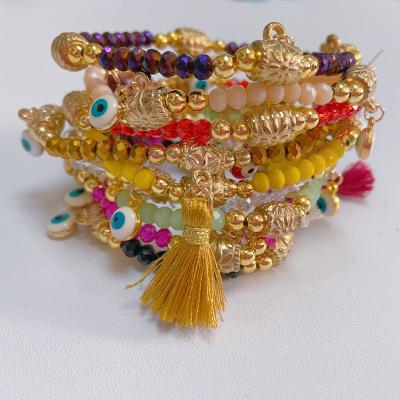 China BOHEMIA Moyamiya Jewelry 2022 Handmade Custom Crystals Beaded Tassel Crystal Bracelet Evil Eye Turco Turco ojo Beads Bohemian Wholesale for sale