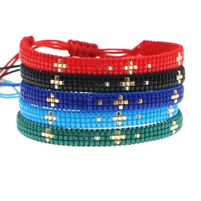 China Hot Sale Miyuki Delica BOHEMIA Moyamiya Gold Cross Bracelet Pattern Bohemian Handmade Jewelry for sale