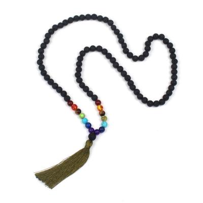 China Everyday costumes or gifts for special occasion B-N180042D Moyamiya energy meditation yoga boho style beads necklace with tassel chain necklace Bohemian charms for sale