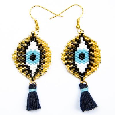 China Handmade Miyuki Delica Evil Eyes Flamingo Charm Jewelry Tassel Earrings Women Boho Fashion Wholesale MI-E180024A Moyamiya for sale