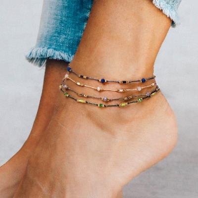 China BOHEMIA Moyamiya anklet mixed colors miyuki delica crystal beads beaded jewelry anklet chain girls women for sale