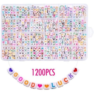 China Kid Gift or Jewelry DIY Moyamiya Letter Beads Set 1200 Pcs Acrylic Alphabet DIY Kit Art And Craft Material Kids Gifts Christmas Gifts Cubic Circle for sale