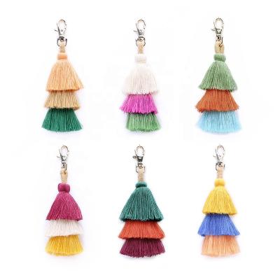 China Daily Costumes or Gifts for Special Occasion Moyamiya Tassel Fashion Bohemian Bag Bang Key Chain 3 Layer Accessories Women Wholesale for sale