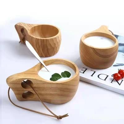 China Nordic Handmade Reusable Wooden Coffee Cups Eco Sustainable Biodegradable Custom Vintage Logo Natural Gift Milk Mug Wooden Tea Cup for sale