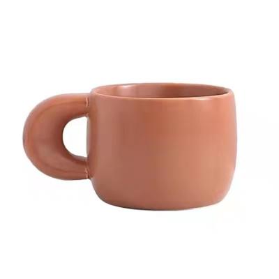 China 200ml Viable Korean Style Pottery Mug Customized Cute Coffee Mugs Large Belly Tumbler Ceramic Ice Cream Mug Cups for sale