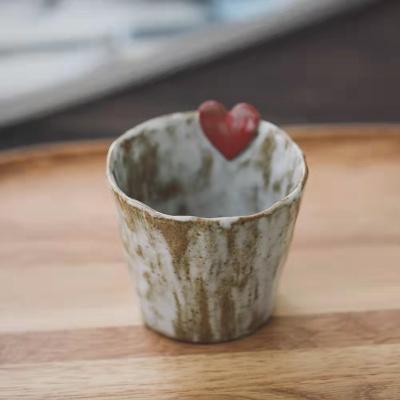 China Customized Viable Hot Sale Heart Shape Cups Japanese Style Coffee Cup Tea Cup Small Afternoon Dessert Cup for sale