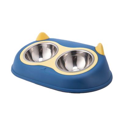 China Wholesale Eco-friendly Non-automatic Pet Bowls Stainless Steel Metal Dog Cat Food Bowl Pet Double Dog Feeding Bowl for sale