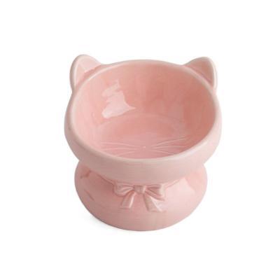 China Sustainable Wholesale Custom Raised Cat Bowl Non Slip Ceramic Pet Bowl for sale