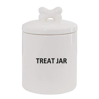 China Custom Logo Food Container For Pet Dogs And Cats Ceramic Treat Jars Dog for sale