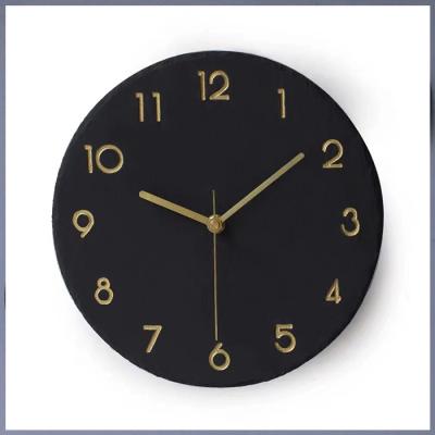 China Antique Handmade Large Simple Cement Wall Clock Style Creative Black Wall Clock for sale