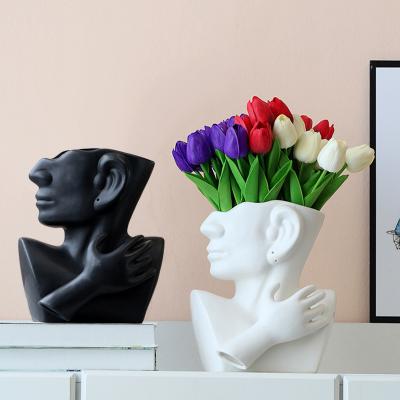 China Modern Indoor Vase Planter Face Vase Ceramic Flower Decoration For Home Decor for sale