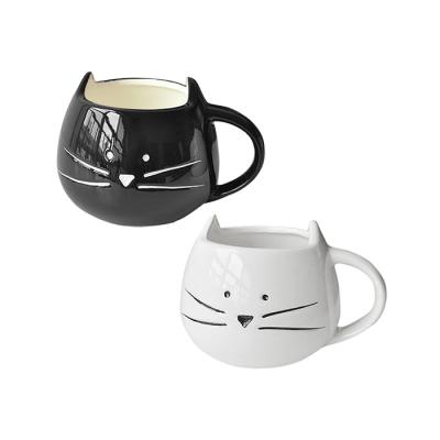 China Wholesale Stocked Cartoon Cat Face Tea Coffee 3 D Ceramic Mug for sale