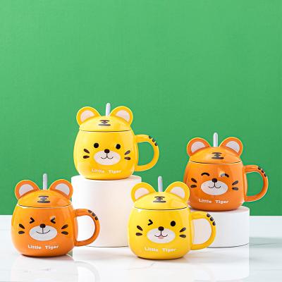 China Novelty Cartoon Tiger Design Ceramic Coffee Mugs Viable Novelty Shaped Cups Mugs Best Gift for sale