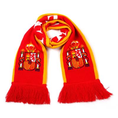 China Wholesale Acrylic Knitted Customize Winter Scarf Jacquard Double Side Cup Football Team Knit Scarves for sale