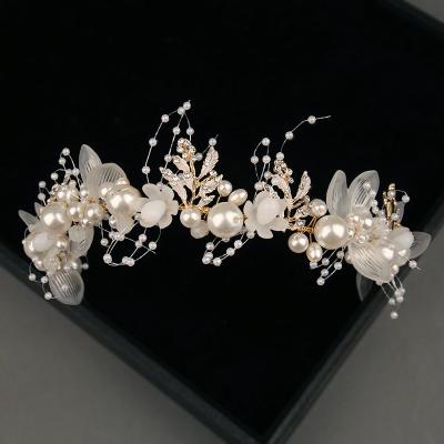 China Other Bridal Tiara Hairpin Party Wedding Hair Accessories Jewelry For Women Bride Crystal Rhinestone Flower Pearl Hair Comb Headband for sale