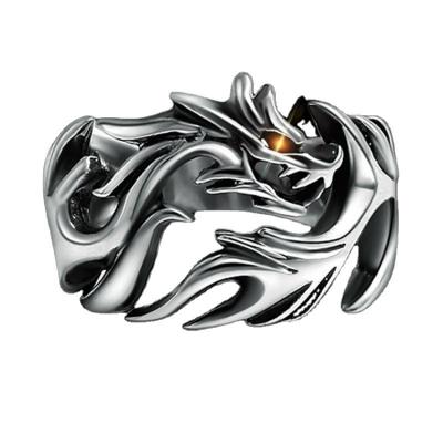 China 2022 Retro Hip-hop Style Dragon Totem Open Ring For Men's Punk Jewelry Others New Stainless Steel Silver Exquisite Personality Men for sale