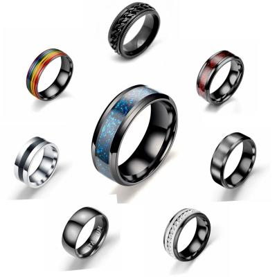 China Other Men's Stainless Steel Dragon Ring Inlay Red Blue Black Ring Wedding Band Jewelry for sale