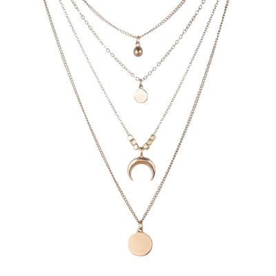 China European and American women's fashion style silver multi-layer pendant necklace jewelry from the other moon Bohemian gold INS for sale