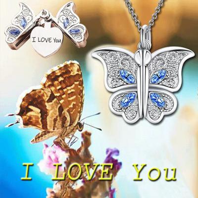 China Other Ladies Shape Charm Butterfly Love I Love You Pendant Necklace Exquisite Luxury High-end Necklace Jewelry Valentine's Day Gift for sale